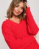swetry damskie  Sweter z dekoltem w serek-czerwony(BK-075) 7
