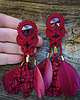 kolczyki soutache Bordowe boho kolczyki soutache z piórkami 4