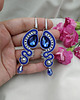 kolczyki soutache Długie kolczyki sutasz na wesele, niebieskie srebrne kolczyki 2