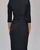 sukienki midi damskie Elegancka czarna   Kopertowa sukienka z różą 34-50 2