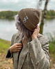 czapki damskie Czapka beanie z bawełny logo kolorowe "Beżowa" 4