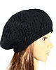 czapki damskie Czarny beret szydełkowy w retro stylu 1