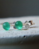 kolczyki wire wrapping 4mm  Zielony onyks - agat - sztyfty 2