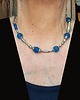 korale Vintage style uroczy naszyjnik z matowego błękitnego szkła Prezent handmade 3