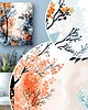 plakaty Plakat jesienny las w kolorach do salonu niebiesko-pomarańczowy 1