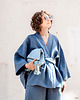 bluzki kimonowe damskie Kimono lniane niebieskie,  bluzka 100% len niebieska 4