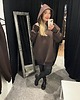 bluza z kapturem damska Bawełniana bluza BASIC OVERSIZE z kapturem czekoladowa 3