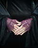 rękawiczki damskie Mankiety koronkowe śliwkowe fioletowe z koraliczkami lace cuffs 2