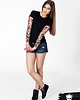 t-shirt damskie Czarny t-shirt z tatuażami Mistic Cat 2