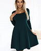 sukienki midi damskie 574-1 IVANA wygodna trapezowa sukienka z długim rękawkiem - butelkowa zieleń 1