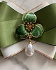 broszki Brosza z zielonym Kwiatem i perłą Nowość 7