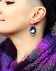 kolczyki wire wrapping Niebieskie kolczyki srebrne z perłą 7