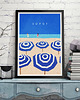 plakaty Sopot - plaża z parasolkami - plakat 50x70 cm 3