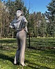 spodnie dresowe damskie Spodnie dresowe prosta nogawka, ciemny beż 1