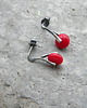 kolczyki wire wrapping Czerwony koral  - sztyfty 1