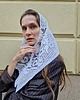 apaszki Biała koronkowa chusta z firanki w kwiaty 1
