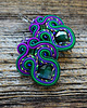 kolczyki soutache Zieleń i fiolet - kolczyki soutache z kryształkami 2