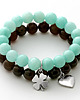 bransoletki z kamieni naturalnych Jade with clover pendant in mint 1