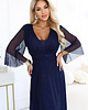 sukienki maxi damskie 654-7 Długa połyskująca sukienka plus size z dekoltem - granatowa 4