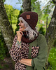 czapki damskie Bawełniana czapka beanie logo ekoskórka Brąz 3