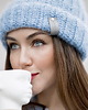 czapki damskie Błąkitna moherowa czapka z jedwabiem 1