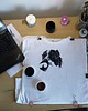 t-shirt damskie Ręcznie malowana damska koszulka Portret PIES/KOT 1