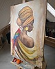 obrazy Obraz ręcznie malowany 70x100 cm Kobieta z papugą Gotowy do wysyłki 3