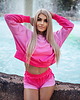 bluza bez kaptura damska DR.CROW Bluza Krótka CROP Ombre Pink 1