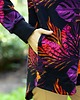bluza z kapturem damska Bluza Long Back fioletowy liść 6