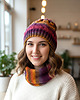 czapki damskie 6916 Dzianinowy Zestaw Winter Sunset: Czapka i Komin 6