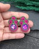 kolczyki soutache Kolczyki sutasz sztyfty różowo zielone klasyczne Holly 1