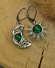 kolczyki wire wrapping Asymetryczne kolczyki księżyc i słońce zielony onyks wire wrapping 1