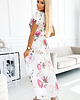 sukienki maxi damskie 434-6 LISA Plisowana sukienka  midi z dekoltem i falbankami - wiosenne kwiaty 2