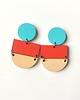 kolczyki drewniane Kolczyki wiszące multikolor turkus-oranż-beż 1