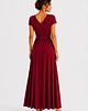 sukienki maxi damskie Bordowa Maxi sukienka z drapowanym paskiem 34-48 2