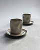 kubki Ręcznie robiony kubek ceramiczny z talerzykiem, Beżowe szkliwo w kropki 8