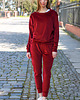 komplety damskie Dres komplet damski welurowy bordowy 1