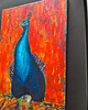 obrazy Obraz Olej Paw Czerwień 40x60 Impasto Abstrakcja Pióra Faktura 6