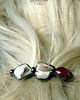 spinki i klamry do włosów Spinka niewielka z macicą perłową i szkłem rubinowym PREZENT unikat handmade 5