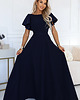 sukienki maxi damskie 694-4 MIRELLA Elegancka rozkloszowana sukienka maxi z cekinami - granat 3