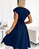 sukienki midi damskie 348-6 SCARLETT - rozkloszowana sukienka z kopertowym dekoltem - GRANATOWA 2