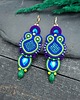kolczyki soutache Kolczyki sutasz kolorowe orientalne pawie piórka błyszczące Paradise 1