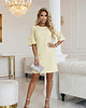 sukienki mini damskie 217-12 NEVA Trapezowa sukienka z rozkloszowanymi rękawkami - żółta 8