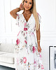 sukienki maxi damskie 434-6 LISA Plisowana sukienka  midi z dekoltem i falbankami - wiosenne kwiaty 3
