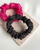 gumki do włosów 2 jedwabne gumki scrunchies Pink Silk & Brown Silk 2