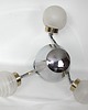 lampy wiszące Lampa wisząca Bauhaus vintage, lata 70., szkło i niklowana stal, 3x E27 2