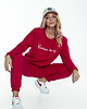 bluza bez kaptura damska Bluza dresowa Bawełniana czerwona Karminowa z haftem 4
