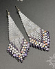 Biżuteria ślubna Meringo, białofioletowe "indiańskie" kolczyki, beading 2