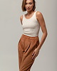topy damskie Bawełniany, prążkowany top, NATURAL BEIGE 2