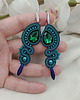 kolczyki soutache Długie kolczyki soutache na wesele, szmaragdowe kolczyki 2